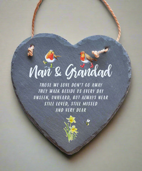 Nan & Grandad Slate Heart